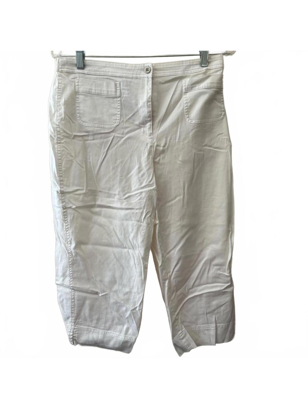 Chicos White Capri Pants Pull On Stretch Slim Fit Cropped Women Classic
